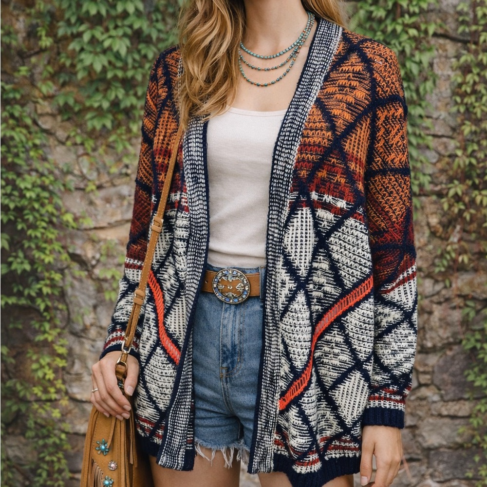 STARING AT STARS Multicolor Open Front Cardigan, M